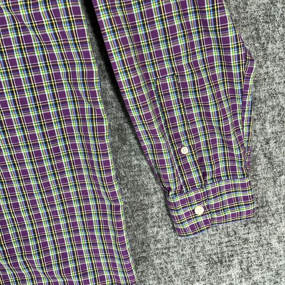 Chaps Shirt Mens Medium Plaid Easy Care Business Casual Button-Down Short Sleeve - Picture 5 of 11